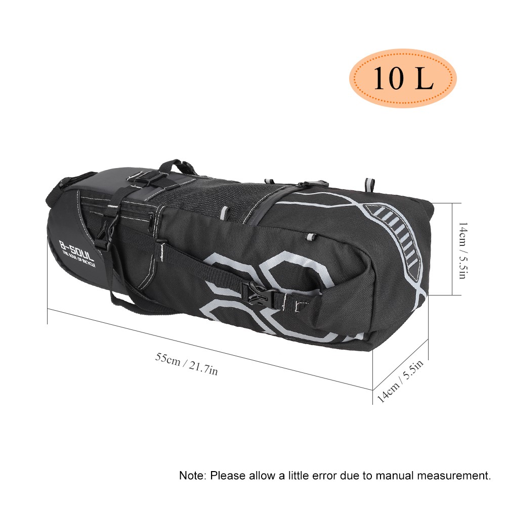 B-SOUL 10L Mountain Bike Bicycle Seat Saddle Bag Large Capacity Waterproof Reflective Bike Tail Storage Bag-3