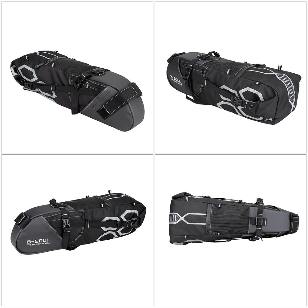 B-SOUL 10L Mountain Bike Bicycle Seat Saddle Bag Large Capacity Waterproof Reflective Bike Tail Storage Bag-5
