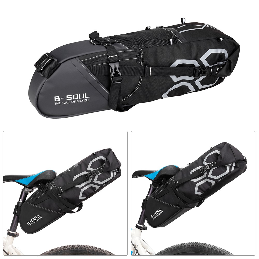 B-SOUL 10L Mountain Bike Bicycle Seat Saddle Bag Large Capacity Waterproof Reflective Bike Tail Storage Bag-7