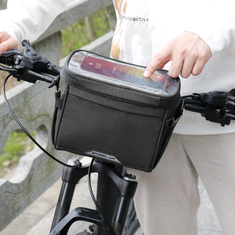 WHEEL UP D21 Mountain Road Bike Bicycle Front Bag Touch Screen Phone Pouch Handlebar Hanging Tools Storage Bag - Black-2
