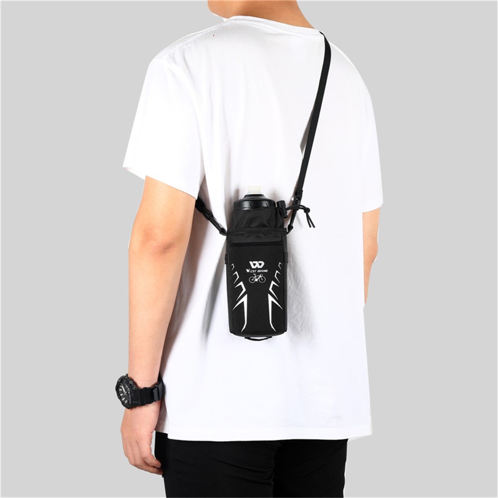 WEST BIKING YP0707278 Portable Bike Handlebar Front Water Bottle Bag Insulated Thermal Drawstring Kettle Holder Reflective Warmer Bag-14
