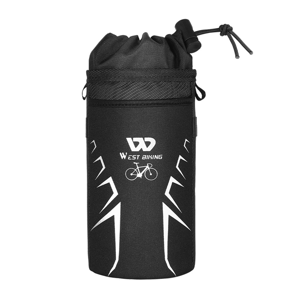 WEST BIKING YP0707278 Portable Bike Handlebar Front Water Bottle Bag Insulated Thermal Drawstring Kettle Holder Reflective Warmer Bag-16
