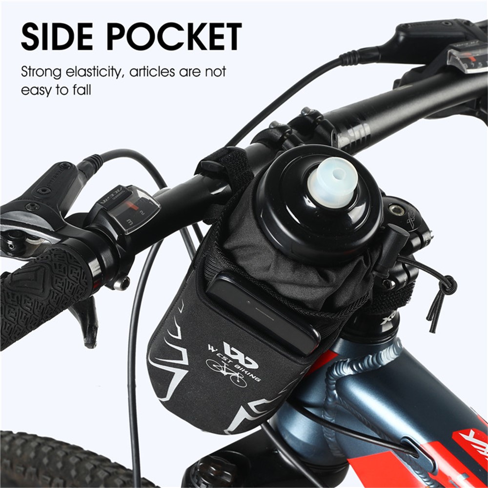 WEST BIKING YP0707278 Portable Bike Handlebar Front Water Bottle Bag Insulated Thermal Drawstring Kettle Holder Reflective Warmer Bag-7