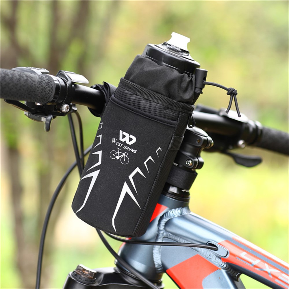 WEST BIKING YP0707278 Portable Bike Handlebar Front Water Bottle Bag Insulated Thermal Drawstring Kettle Holder Reflective Warmer Bag-8