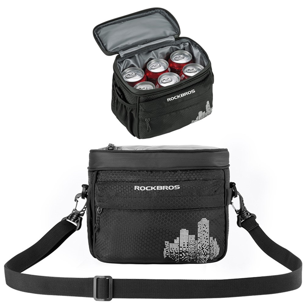 ROCKBROS B93 Mountain Road Bike Bicycle Front Bag Touch Screen Phone Pouch Insulated Food Storage Bag - Black/White-1