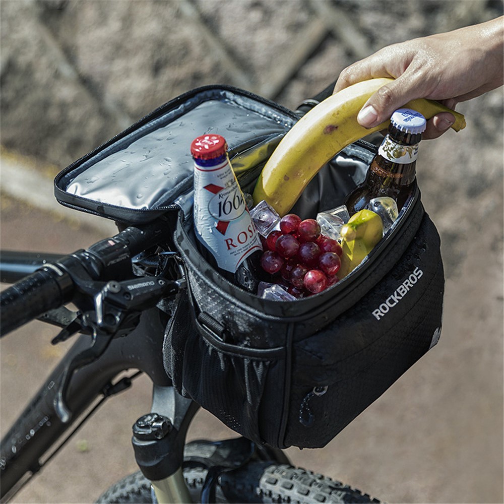 ROCKBROS B93 Mountain Road Bike Bicycle Front Bag Touch Screen Phone Pouch Insulated Food Storage Bag - Black/White-10