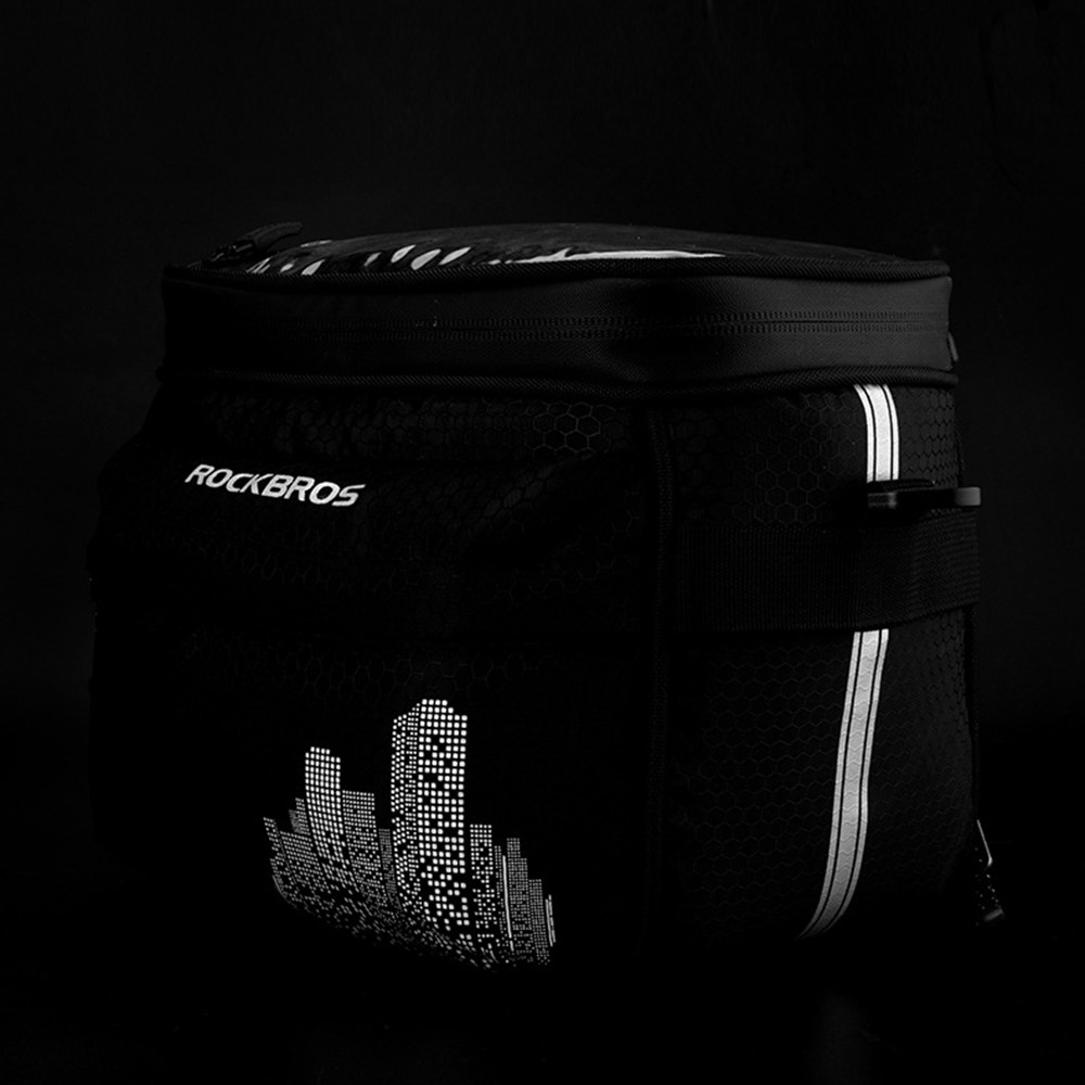 ROCKBROS B93 Mountain Road Bike Bicycle Front Bag Touch Screen Phone Pouch Insulated Food Storage Bag - Black/White-7