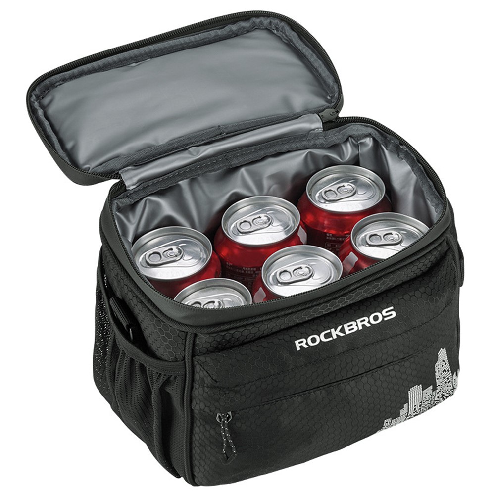ROCKBROS B93 Mountain Road Bike Bicycle Front Bag Touch Screen Phone Pouch Insulated Food Storage Bag - Black/White-9