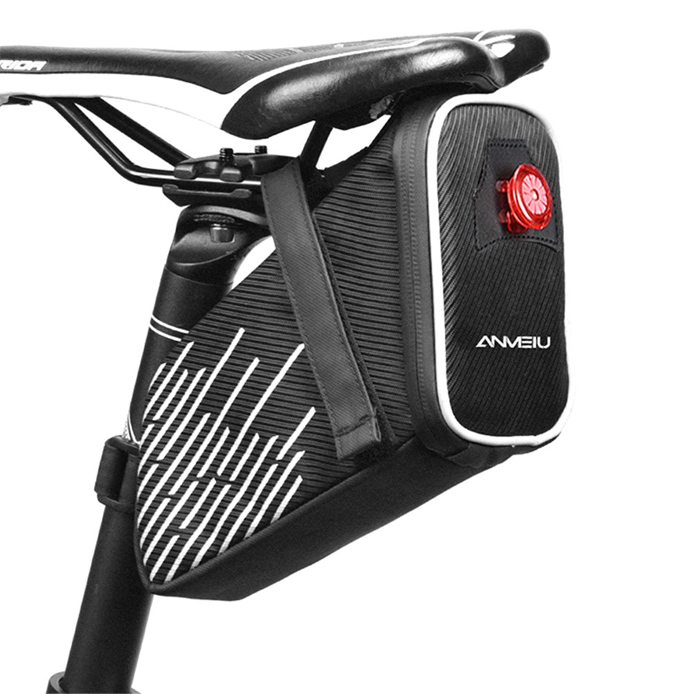 ANMEILU 7018 Cycling Saddle Bag Hard Shell Bike Seat Tail Rear Pouch with Tail Light-2