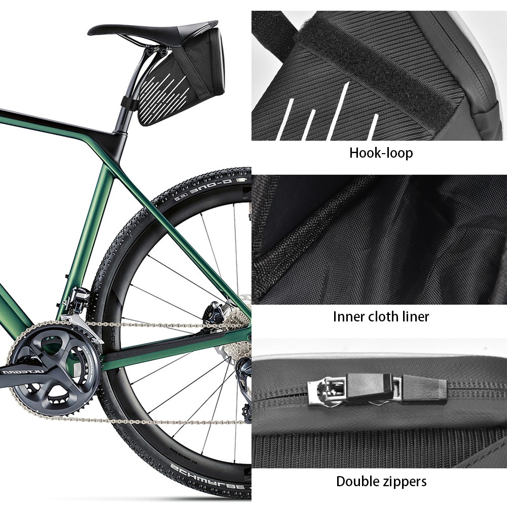 ANMEILU 7018 Cycling Saddle Bag Hard Shell Bike Seat Tail Rear Pouch with Tail Light-4