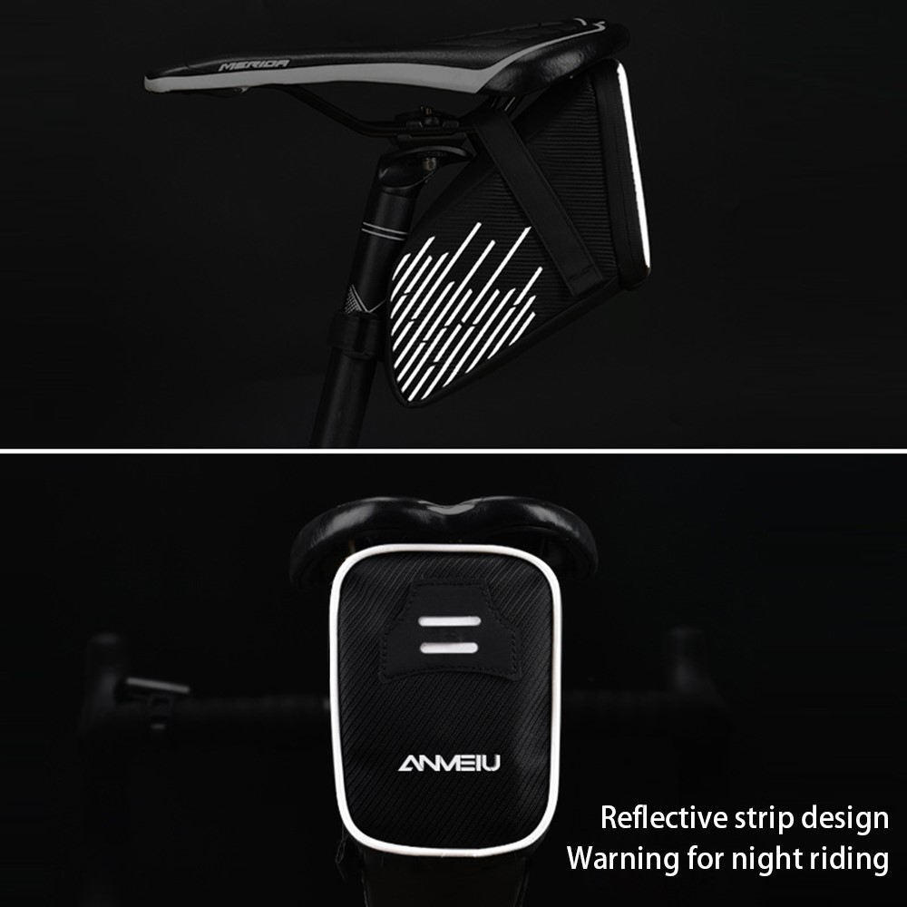 ANMEILU 7018 Cycling Saddle Bag Hard Shell Bike Seat Tail Rear Pouch with Tail Light-5