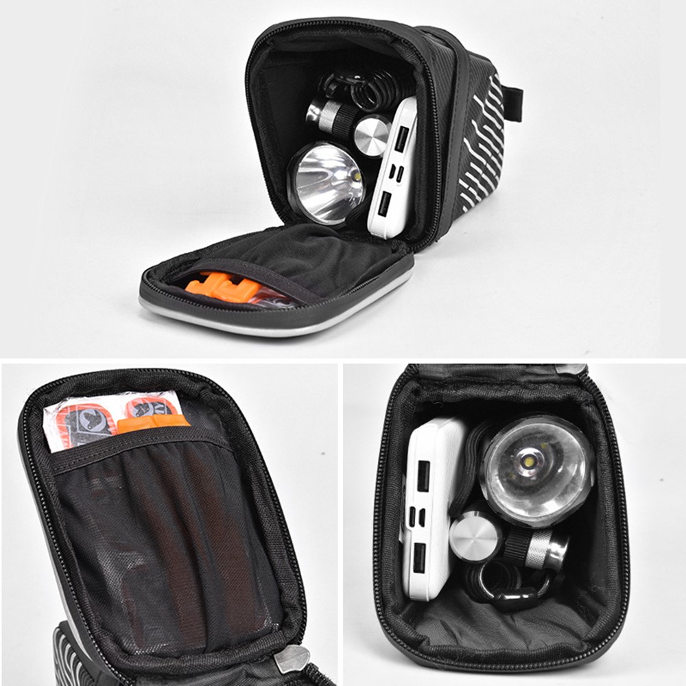 ANMEILU 7018 Cycling Saddle Bag Hard Shell Bike Seat Tail Rear Pouch with Tail Light-6