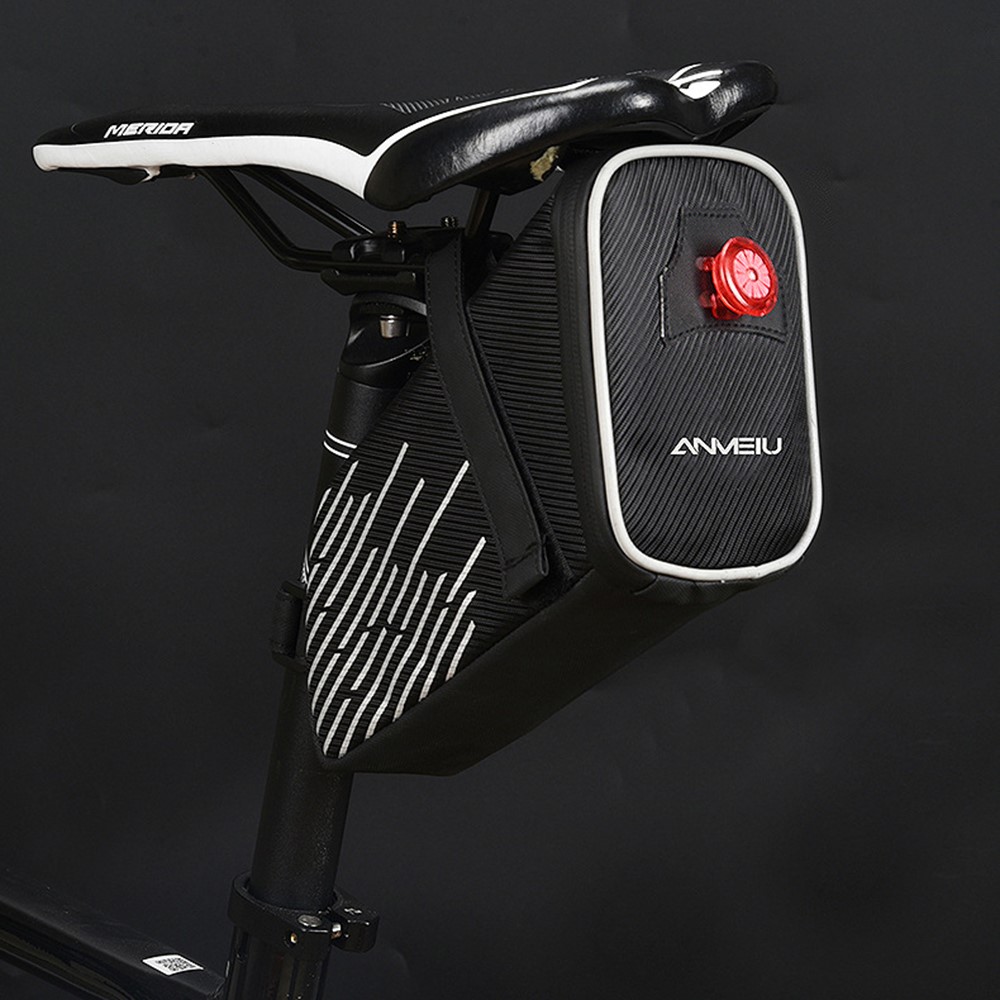 ANMEILU 7018 Cycling Saddle Bag Hard Shell Bike Seat Tail Rear Pouch with Tail Light-8