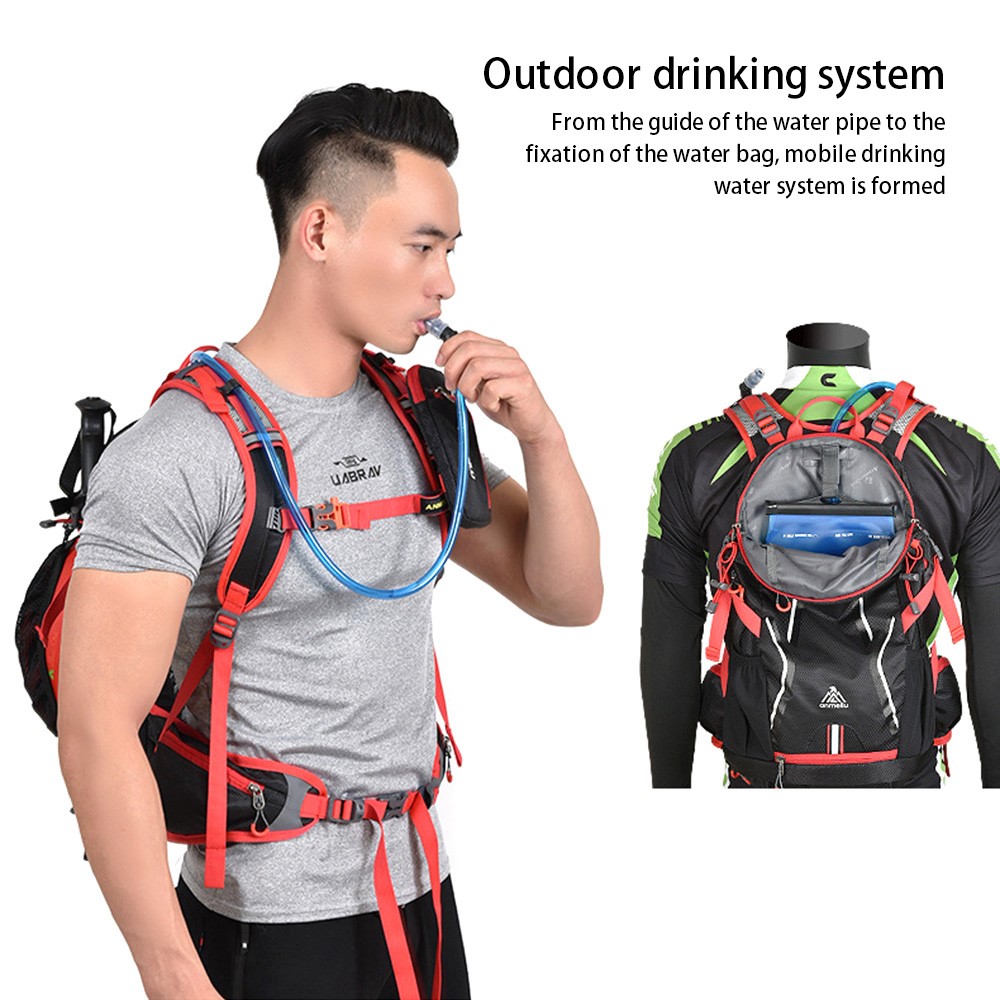 ANMEILU 1037 Cycling Camping Hydration Water Bladder Shoulder Bag Waterproof Helmet Backpack - Red-5