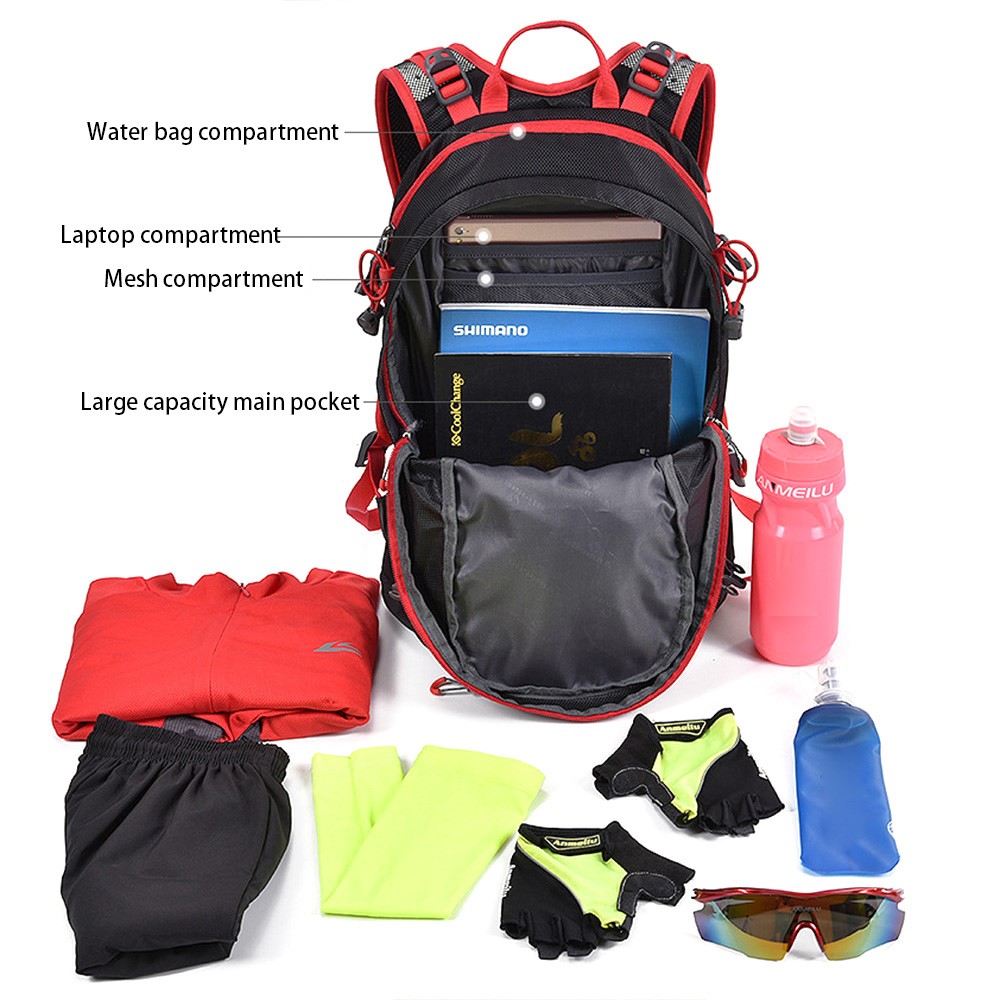 ANMEILU 1037 Cycling Camping Hydration Water Bladder Shoulder Bag Waterproof Helmet Backpack - Red-6
