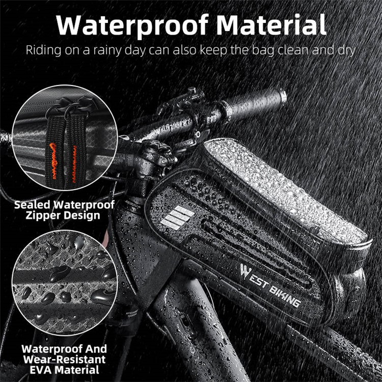 West Bicking YP0707283 1.5l Fibra de Carbono Saco de Bijas de Bicicleta de Bicicleta de Bijícola de Toque à Prova D'água Sensibilidade de Quadro de Quadro Frontal-3