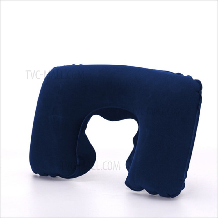 Foldable Inflatable U-shaped Neck Support Pillow Inflatable Cushion - Navy Blue-1