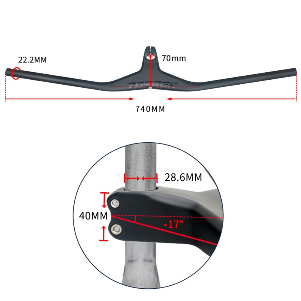 TOSEEK Lightweight One-Piece Full Carbon Fiber Handlebar (70*740mm)-8
