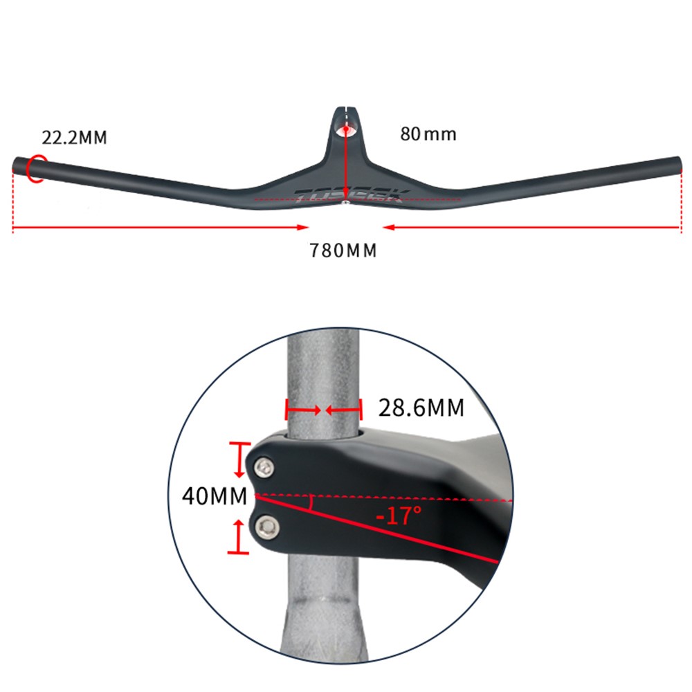TOSEEK Full Carbon Fiber Lightweight One-Piece Free Welding Handlebar (80*780mm)-9