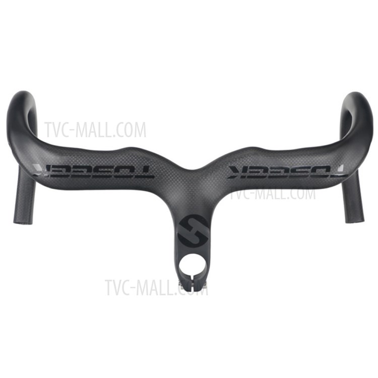 TOSEEK 3K Woven Texture New Full Carbon Fiber Integrated Road Bicycle Handlebar T800 Matte Road Bike Handle Bent bars 420mm (C-C) (110*420mm) - Black-1