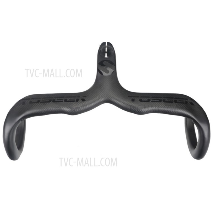 TOSEEK 3K Woven Texture New Full Carbon Fiber Integrated Road Bicycle Handlebar T800 Matte Road Bike Handle Bent bars 420mm (C-C) (110*420mm) - Black-2