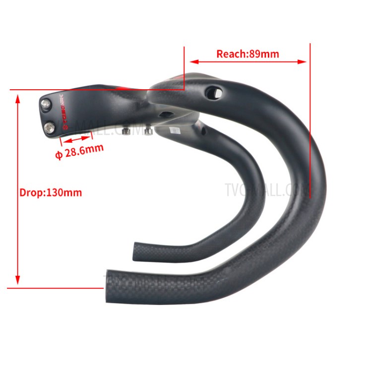 TOSEEK 3K Woven Texture New Full Carbon Fiber Integrated Road Bicycle Handlebar T800 Matte Road Bike Handle Bent bars 420mm (C-C) (110*420mm) - Black-5