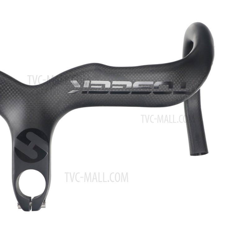 TOSEEK 3K Woven Texture New Full Carbon Fiber Integrated Road Bicycle Handlebar T800 Matte Road Bike Handle Bent bars 420mm (C-C) (110*420mm) - Black-6