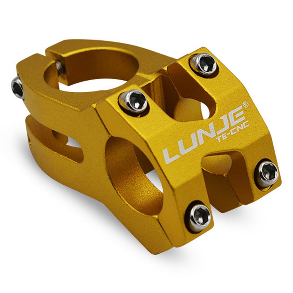 LUNJE XT-A089-2 Aluminum Alloy MTB Bike Stem Hollow Bicycle Handlebar Stem, 25.4mm - Gold-1
