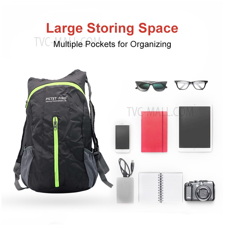 PICTET.FINO RH28 Foldable Breathable Outdoor Backpack Waterproof Travel Sackpack - Black-5