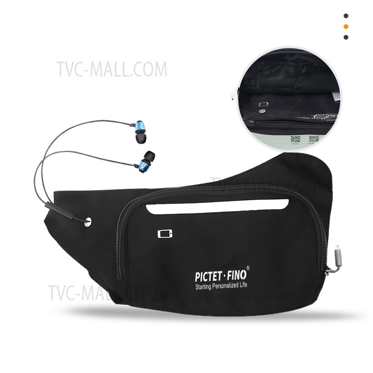 PICTET.FINO RH69 Ultra-thin Outdoor Sports Chest Bag Single Shoulder Bag with Earphone Hole - Black-4