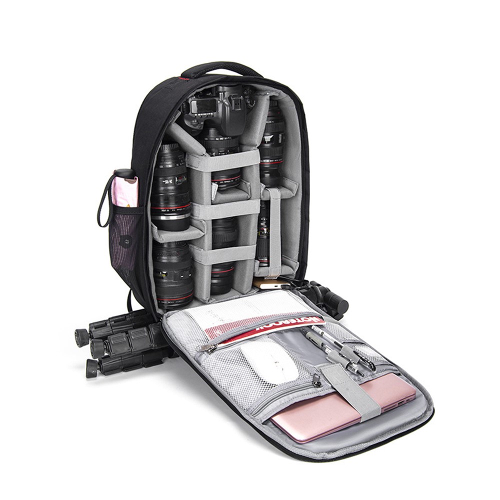 CWATCUN D10 Multifunction DSLR Camera Backpack Travel Backpack Waterproof Shoulders Bag - Black-3