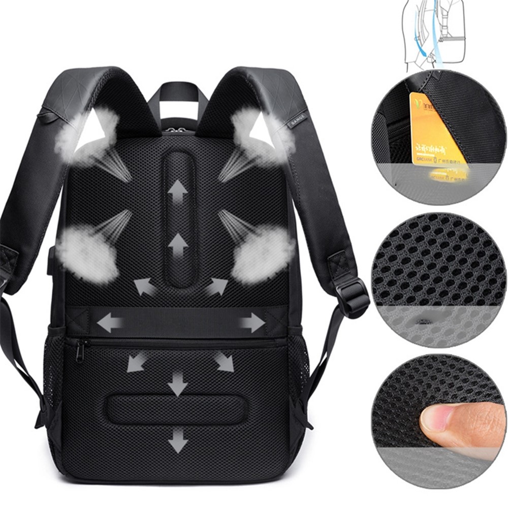 Bange Bg-1921 Large Capacity 15.6-Inch Laptop Backpack With External Usb Port Anti-Theft Shoulder Bag For Traveling - Black-13
