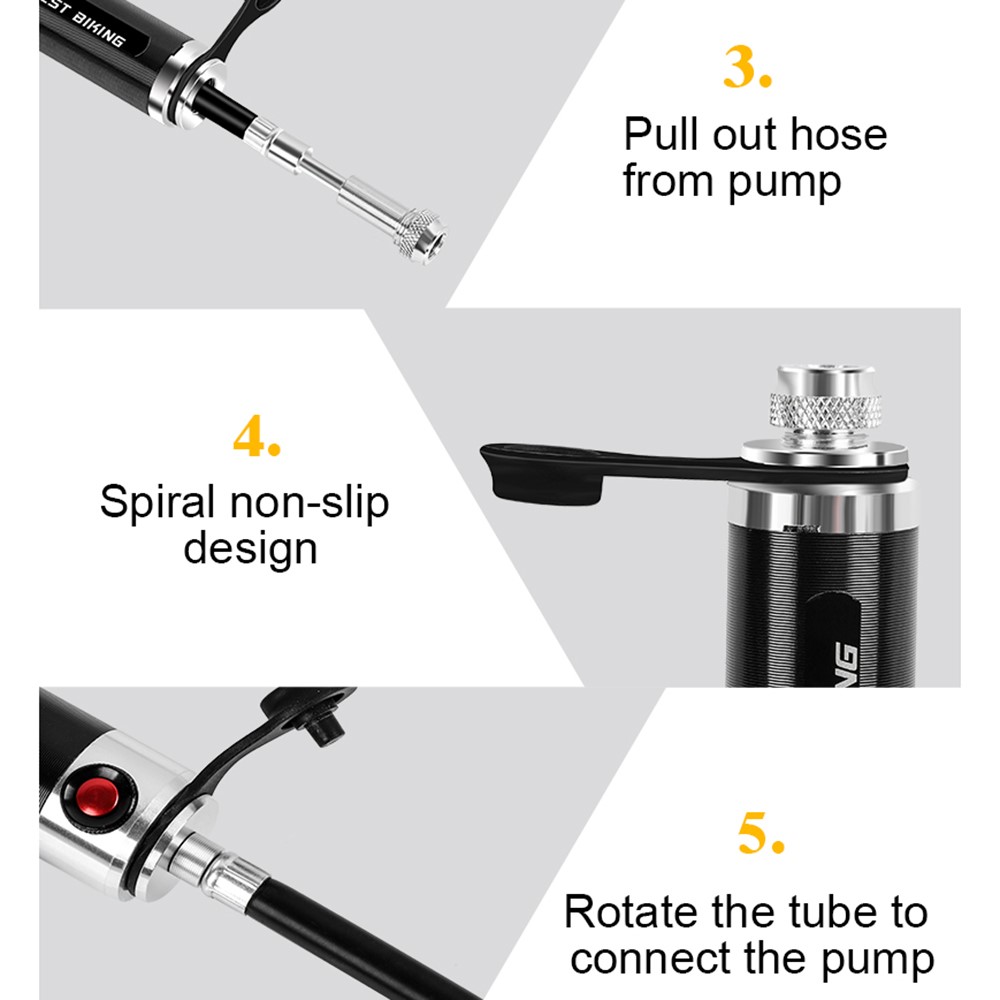 WEST BIKING Lightweight High-pressure Mini Pocket Inflator A/V and F/V Universal Inflation Pump-10