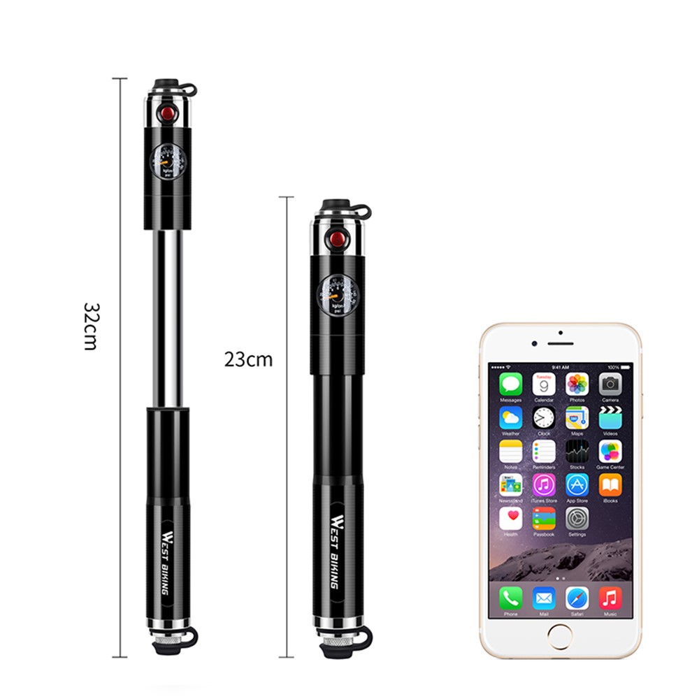 WEST BIKING Lightweight High-pressure Mini Pocket Inflator A/V and F/V Universal Inflation Pump-3
