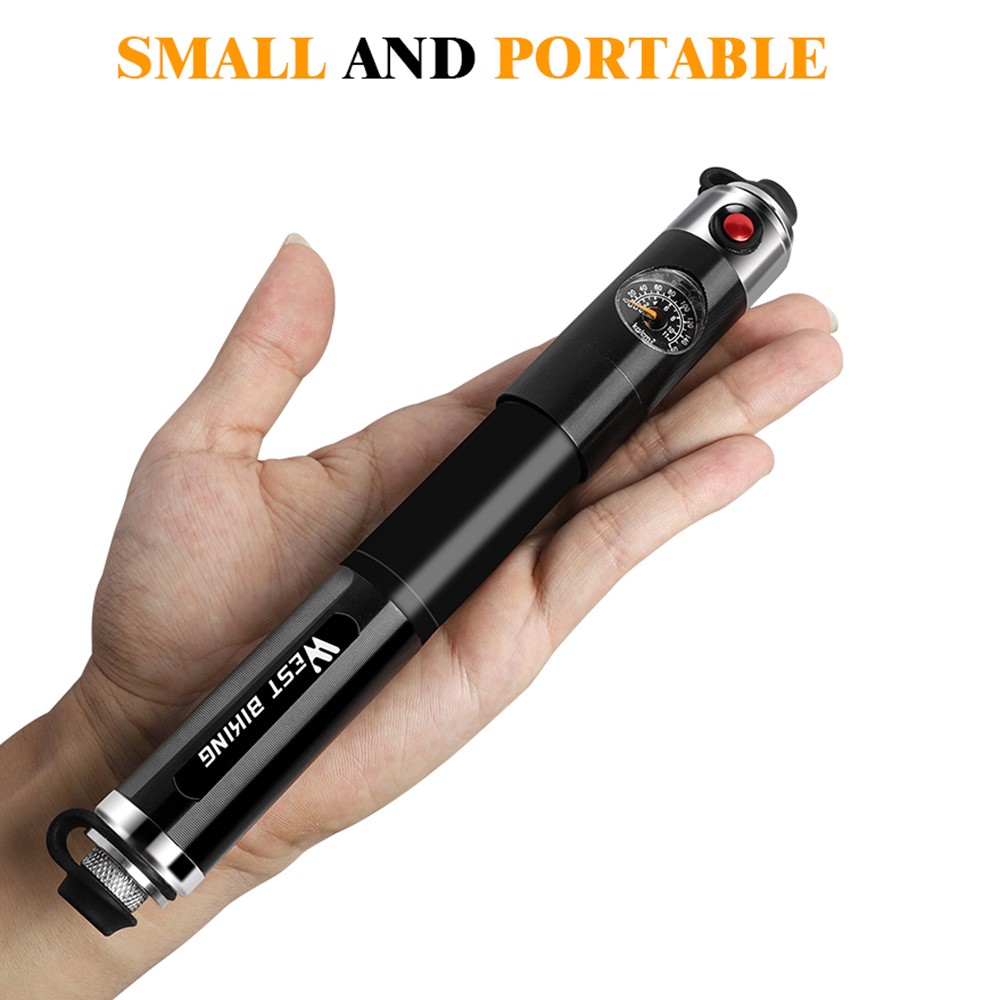 WEST BIKING Lightweight High-pressure Mini Pocket Inflator A/V and F/V Universal Inflation Pump-8