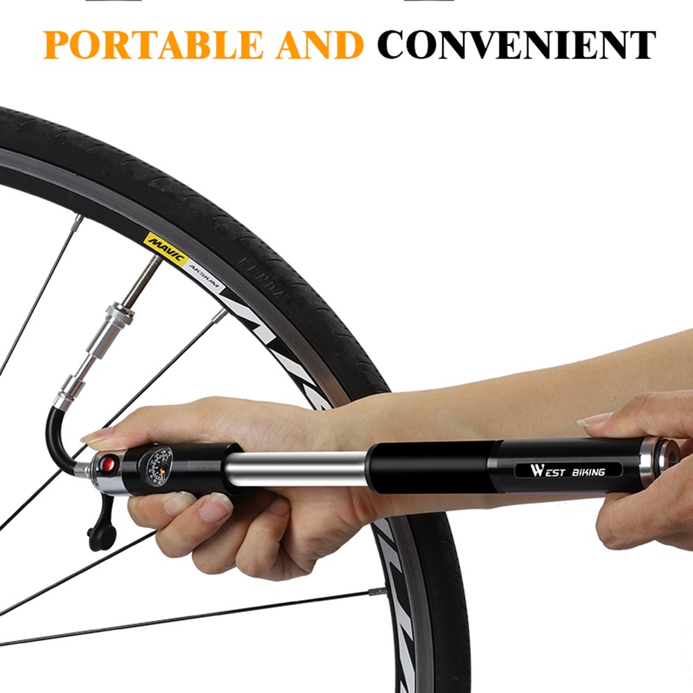 WEST BIKING Lightweight High-pressure Mini Pocket Inflator A/V and F/V Universal Inflation Pump-9
