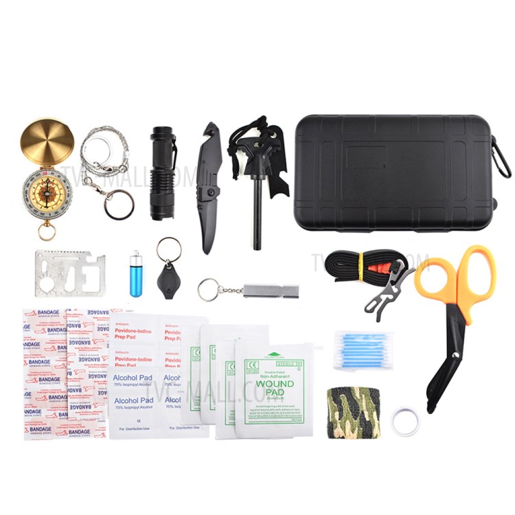 20-in-1 Multifunctional Tools Scissors Flashlight Compass Tourniquet Whistle Camping SOS Emergency Tools-1