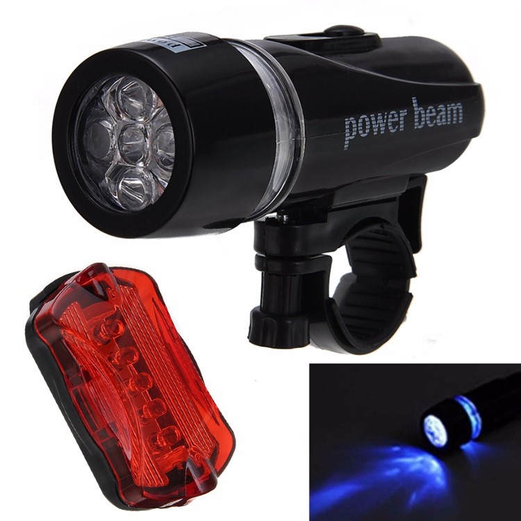 Mountain Bike 5-LED Front Lamp Black + Butterfly Tail Lamp Set-2