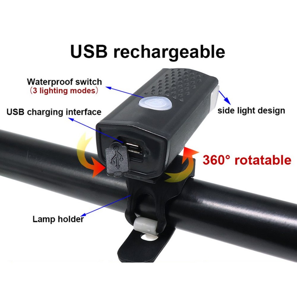 LEMONDA 2255 Waterproof Bicycle Front Light USB Rechargeable LED Bike Headlight-9