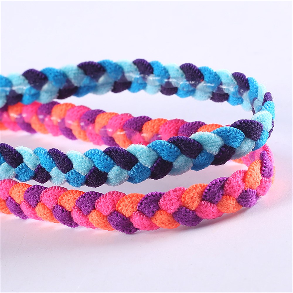 A8 Sports Running Yoga Fitness Braid Headband Unisex Non-Slip Plait Design Hair Band Sweatband - Orange/Blue-2