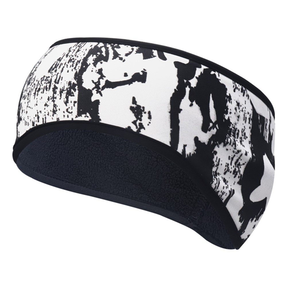 DK-AH Stylish Thicken Warm Windproof Winter Sports Headband Unisex Outdoor Cycling Running Climbing Forehead Ear Protection Headgear - Ink Painting White-1