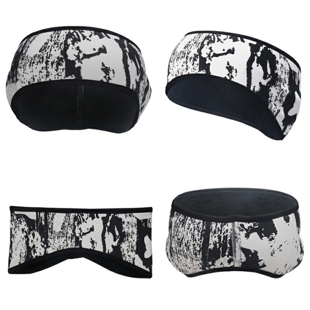 DK-AH Stylish Thicken Warm Windproof Winter Sports Headband Unisex Outdoor Cycling Running Climbing Forehead Ear Protection Headgear - Ink Painting White-4