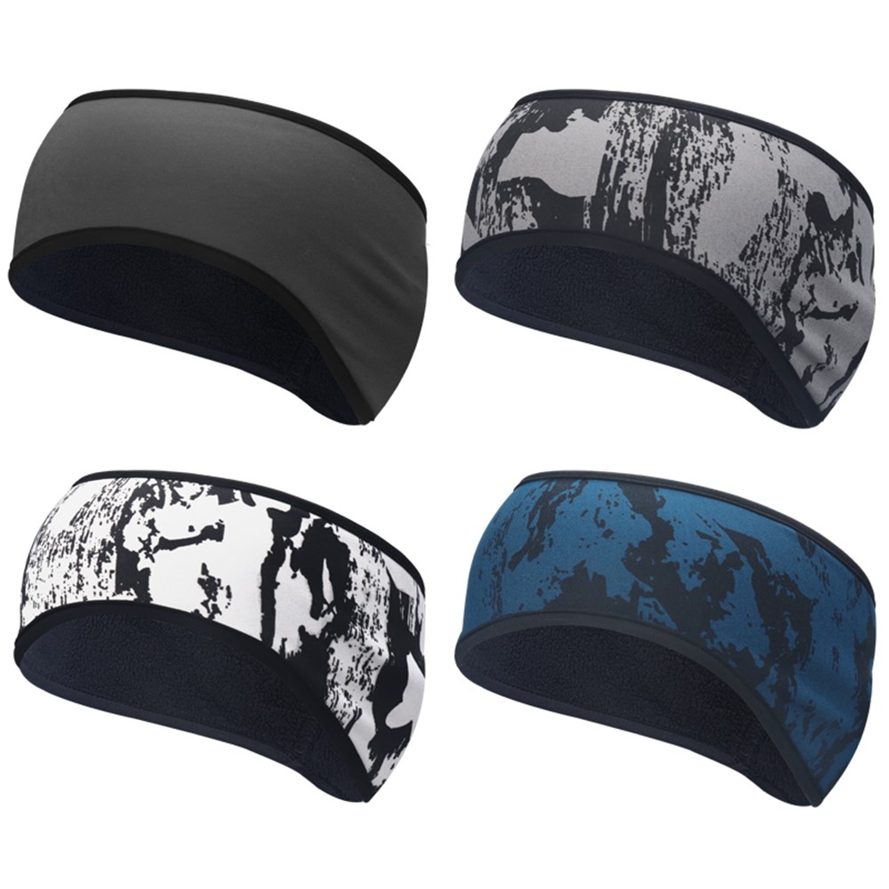 DK-AH Stylish Thicken Warm Windproof Winter Sports Headband Unisex Outdoor Cycling Running Climbing Forehead Ear Protection Headgear - Ink Painting White-6