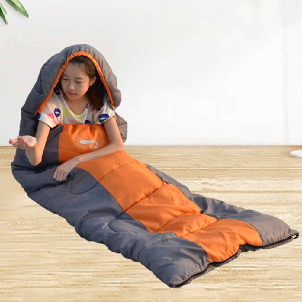 DESERT&FOX 2KG Thickened Camping Sleeping Bag Pillow Moisture-proof Sleeping Mat with Carrying Bag - Orange/Grey-7