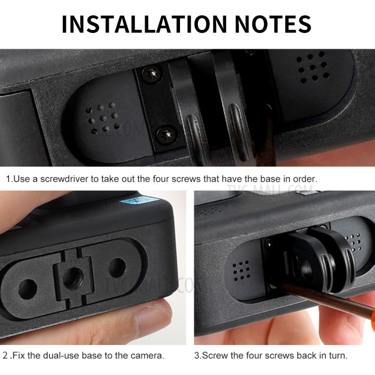 TELESIN Dual Interface Metal Base for GoPro Hero9/Hero8/Max-10