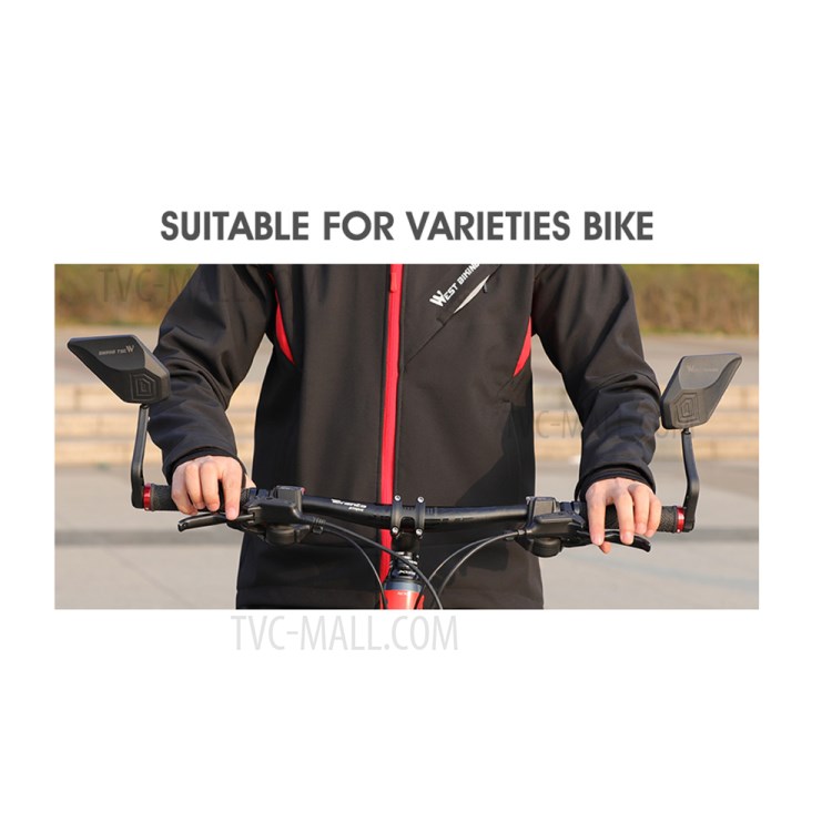 WEST BIKING 1 Pair Bicycle Rear View Mirror HD Wide Angle 360 Degree Rotate Handlebar End Rearview Mirror-14