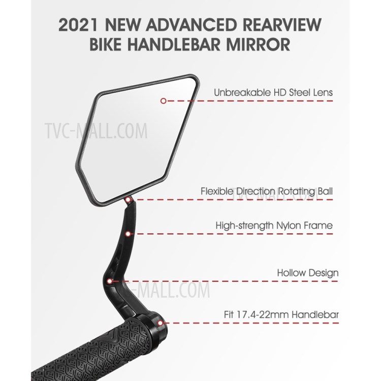 WEST BIKING 1 Pair Bicycle Rear View Mirror HD Wide Angle 360 Degree Rotate Handlebar End Rearview Mirror-16