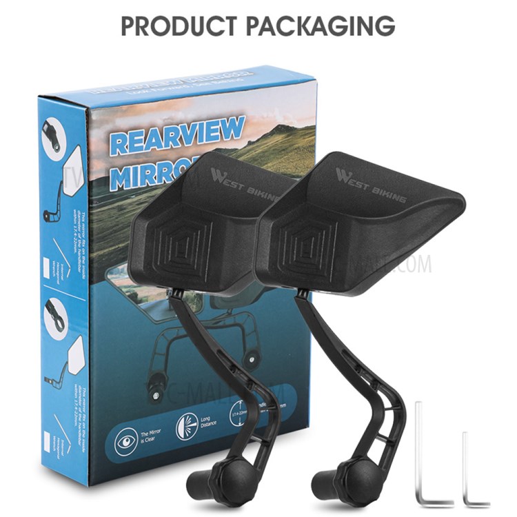 WEST BIKING 1 Pair Bicycle Rear View Mirror HD Wide Angle 360 Degree Rotate Handlebar End Rearview Mirror-18