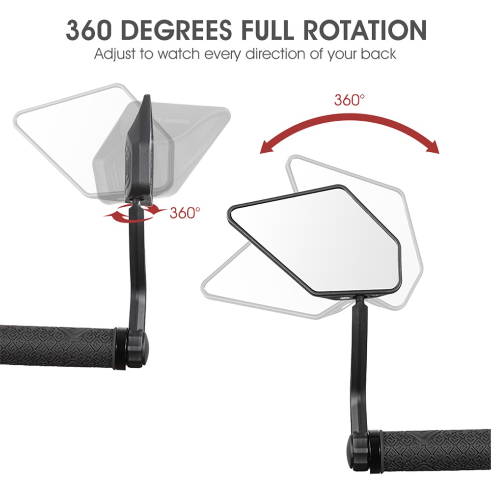 WEST BIKING 1 Pair Bicycle Rear View Mirror HD Wide Angle 360 Degree Rotate Handlebar End Rearview Mirror-2