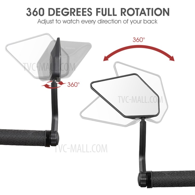 WEST BIKING 1 Pair Bicycle Rear View Mirror HD Wide Angle 360 Degree Rotate Handlebar End Rearview Mirror-4